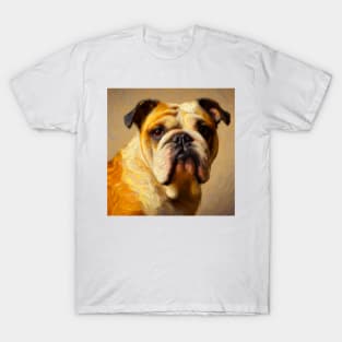 Majestic Chonky Beast Bulldog in Neutral Van Gogh Style T-Shirt